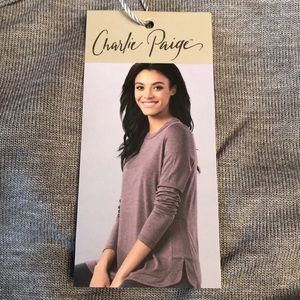 Charlie Paige  Slub Top with Hem Detail - Size M